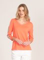 Optimum Knitwear Circle sleeve V Neck Top - Papaya