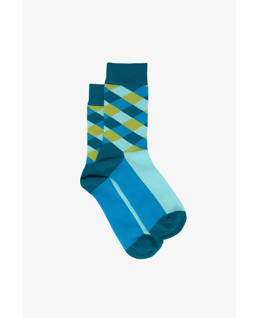 Antler NZ Diamond Men's Socks - Teal and Blue