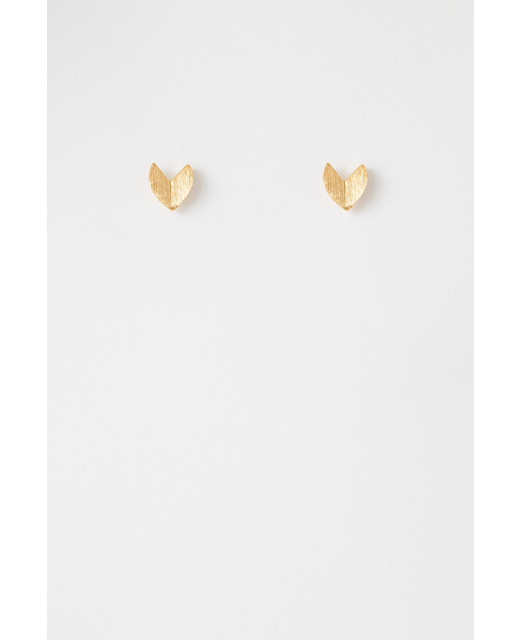 Antler Folded Heart Earring - Gold