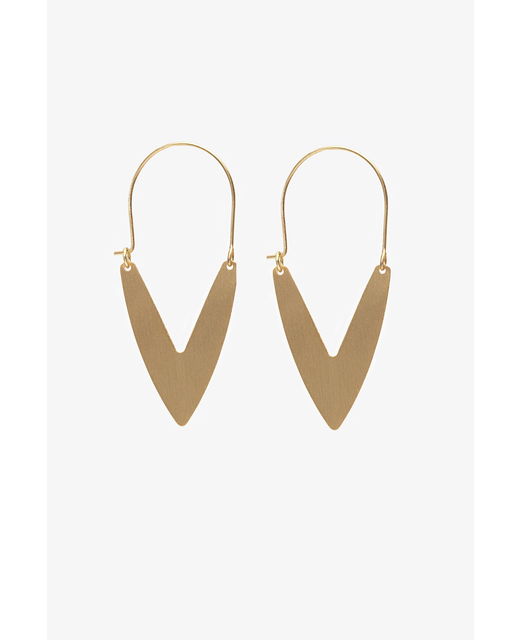 Antler Hanging V Earring - Gold