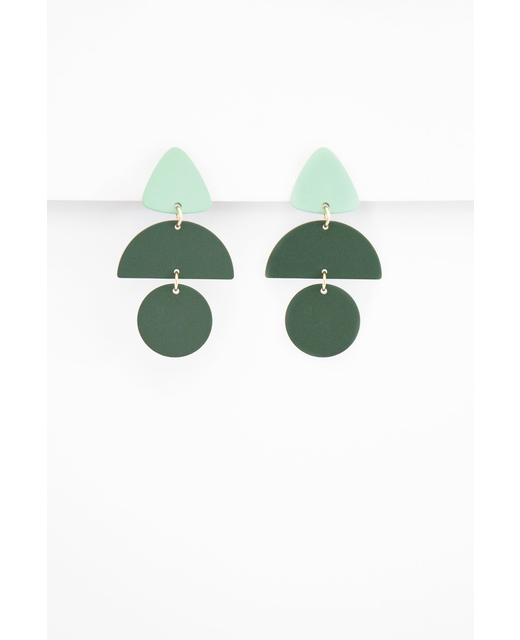 Antler Geo Hanging Earrings - Green 