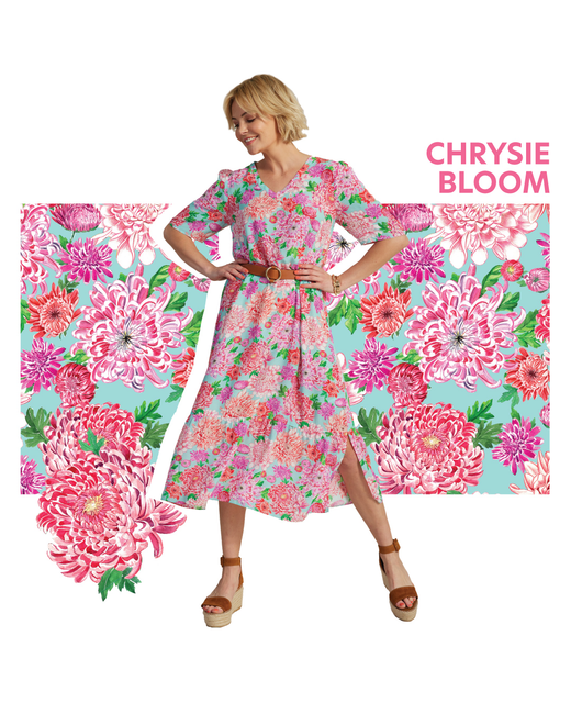 Madly Sweetly Chrysie  Bloom Midi Dress - Aqua Multi