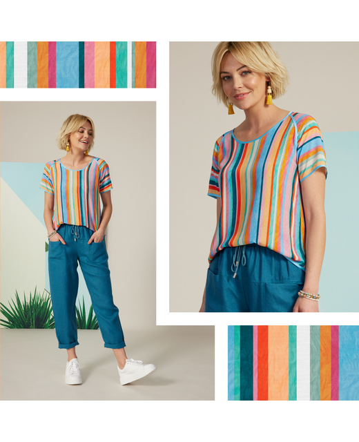 Madly Sweetly Line in the Sand Tee - Stripe Multi