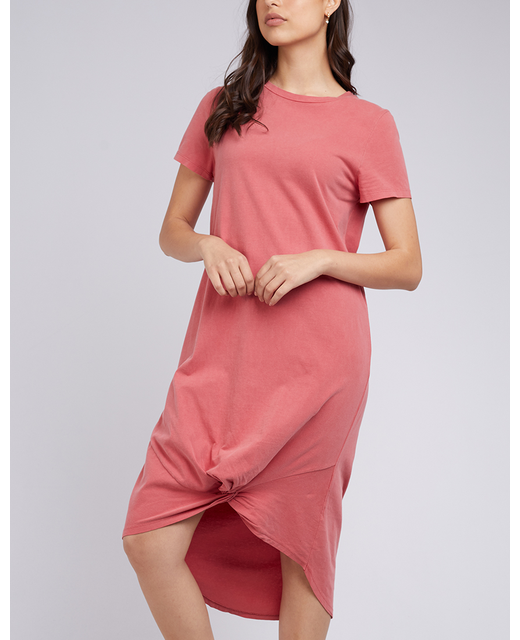 Silent Theory Twisted Tee Dress - Ruby