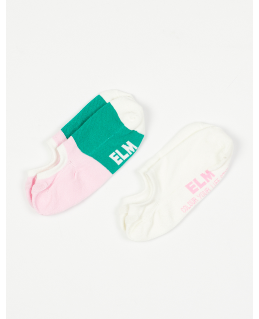 Elm No Show Socks - Green Block/White