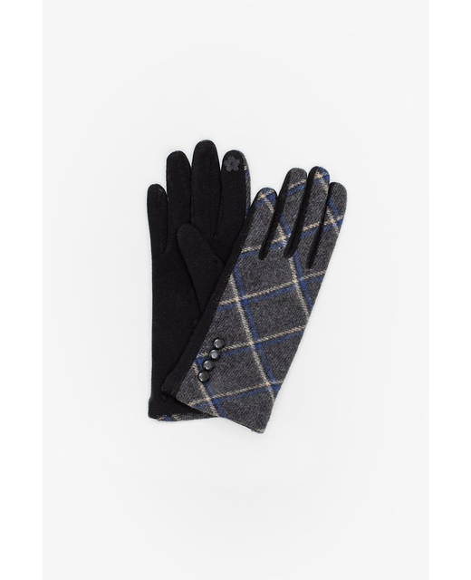 Antler NZ Gloves - Check with Buttons Blue
