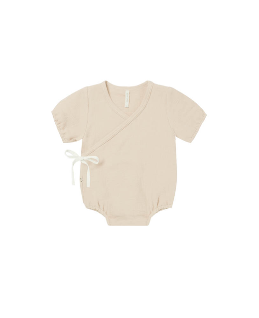 Quincy Mae Woven Wrap Romper - Natural